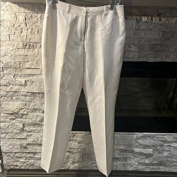 INC International Concepts Off White Linen Blend Trousers size 10P - Picture 1 of 11